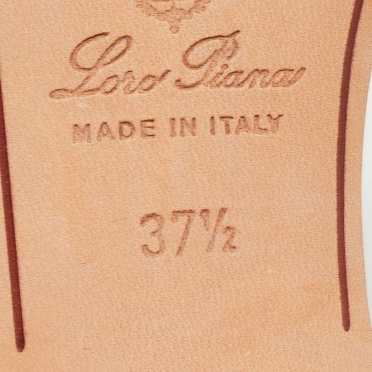 Pre Owned Loro Piana Gold Leather Summer Charms Slide Sandals Size 37.5