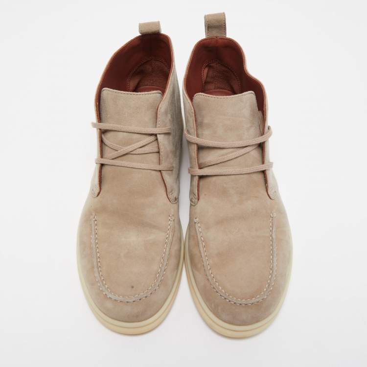Pre Owned Loro Piana Beige Suede Namib Walk Ankle Boots Size 38