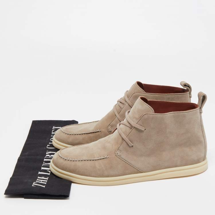 Pre Owned Loro Piana Beige Suede Namib Walk Ankle Boots Size 38