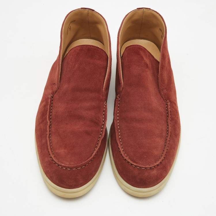 Pre Owned Loro Piana Burgundy Suede Open Walk Ankle Boots Size 37