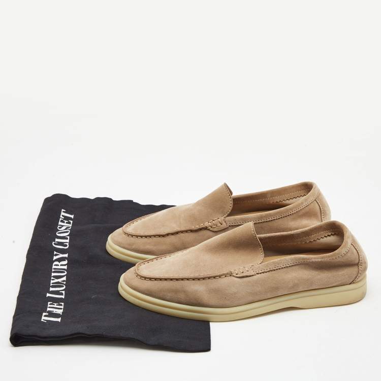 Pre Owned Loro Piana Beige Suede Summer Walk  Loafers Size 37