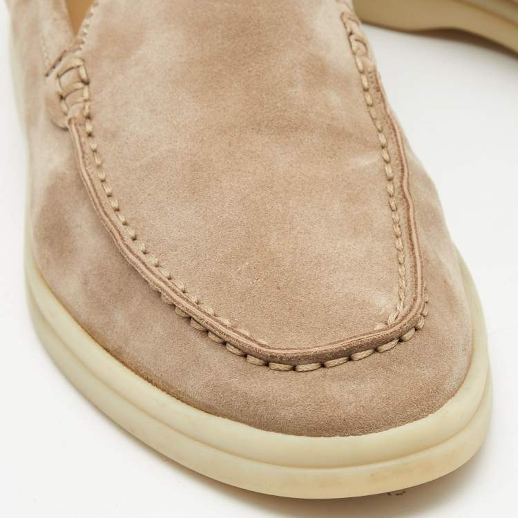 Pre Owned Loro Piana Beige Suede Summer Walk  Loafers Size 37