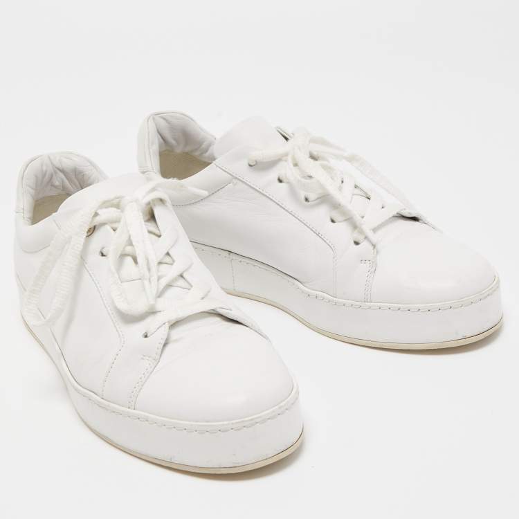 Pre Owned Loro Piana White Leather Nuages Sneakers Size 38 