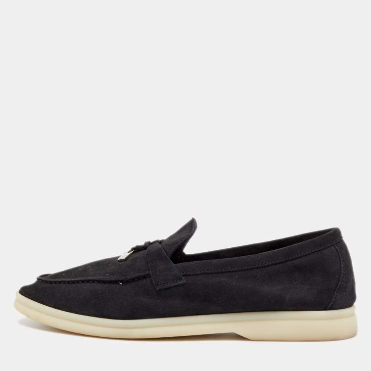 Pre Owned Loro Piana Black  Suede Summer Charms Walk Loafers Size 39