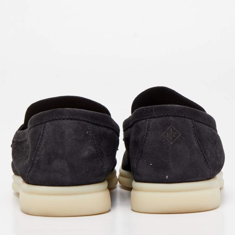 Pre Owned Loro Piana Black  Suede Summer Charms Walk Loafers Size 39