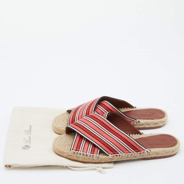 Pre Owned Loro Piana Multicolor Fabric Criss Cross Flat Espadrilles Size 38
