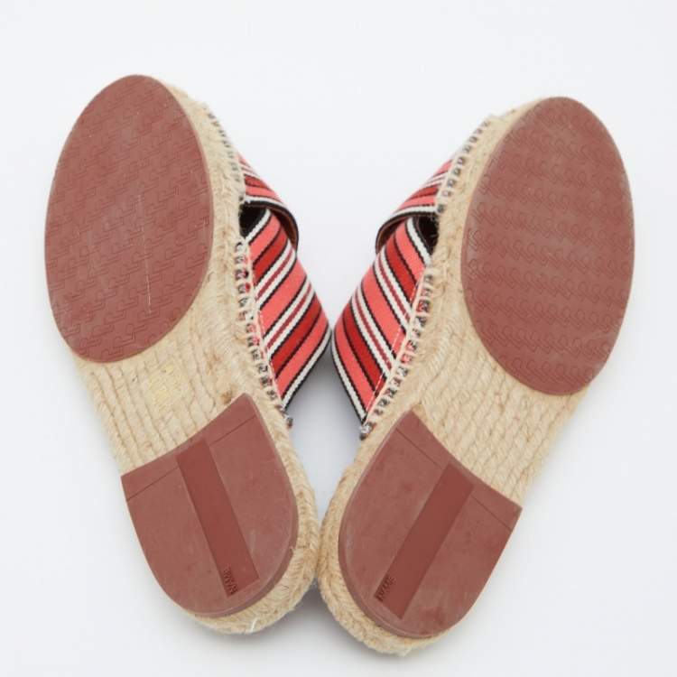 Pre Owned Loro Piana Multicolor Fabric Criss Cross Flat Espadrilles Size 38