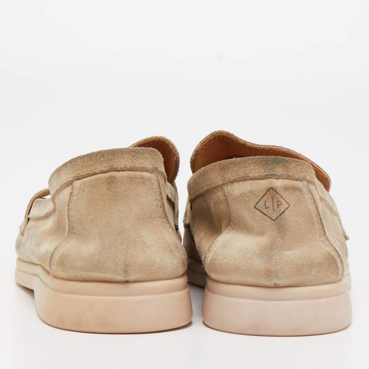 Pre Owned Loro Piana Beige Suede Summer Charms Walk Loafers Size 39