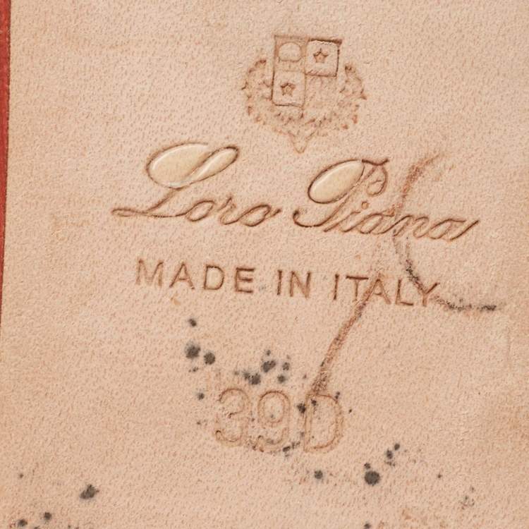 Pre Owned Loro Piana Grey Embossed Ostrich Leather Summer Charms Flat Slides Size 39
