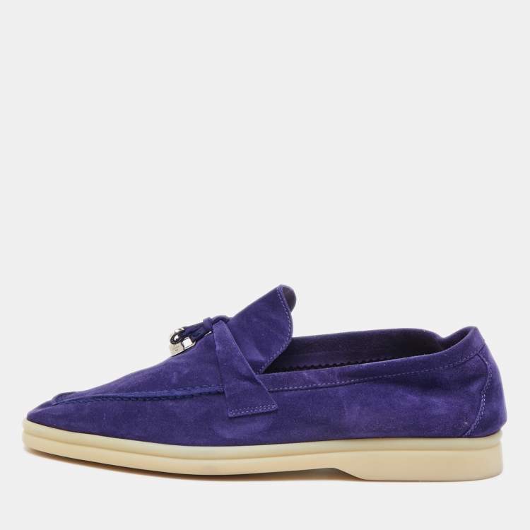 Pre Owned Loro Piana Purple Suede Summer Charms Walk Loafers Size 39