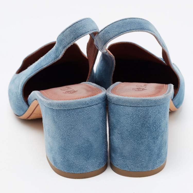مملوكة مسبقًا Loro Piana Blue Suede Summer Charms Slingback Sandals Size 37.5