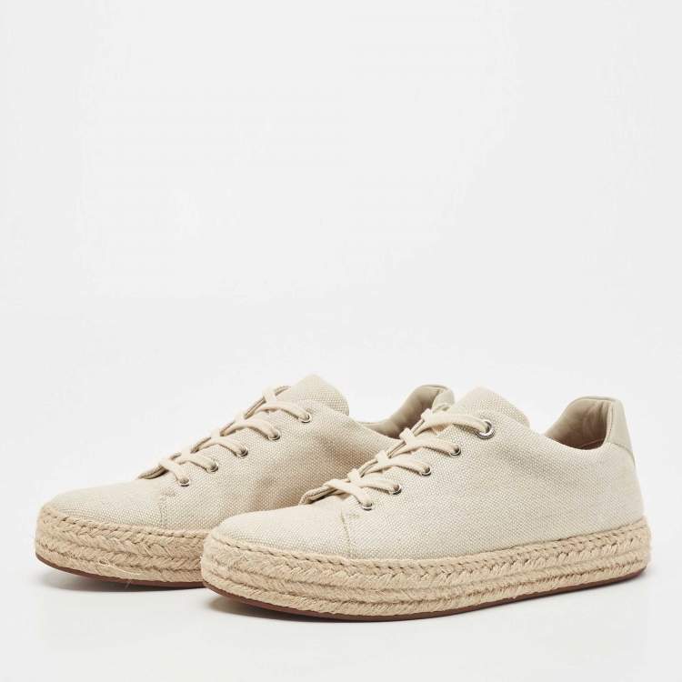 Pre Owned Loro Piana Beige Canvas Espadrille Sneakers Size 40