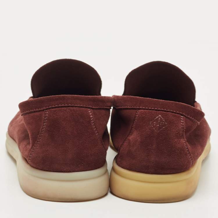 Pre Owned Loro Piana Burgundy Suede Summer Walk Loafers Size 38