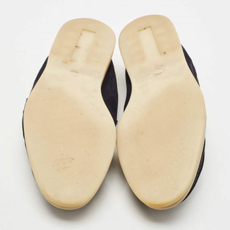 Pre Owned Loro Piana Navy Blue Suede Summer Charms Walk Loafers Size 37.5