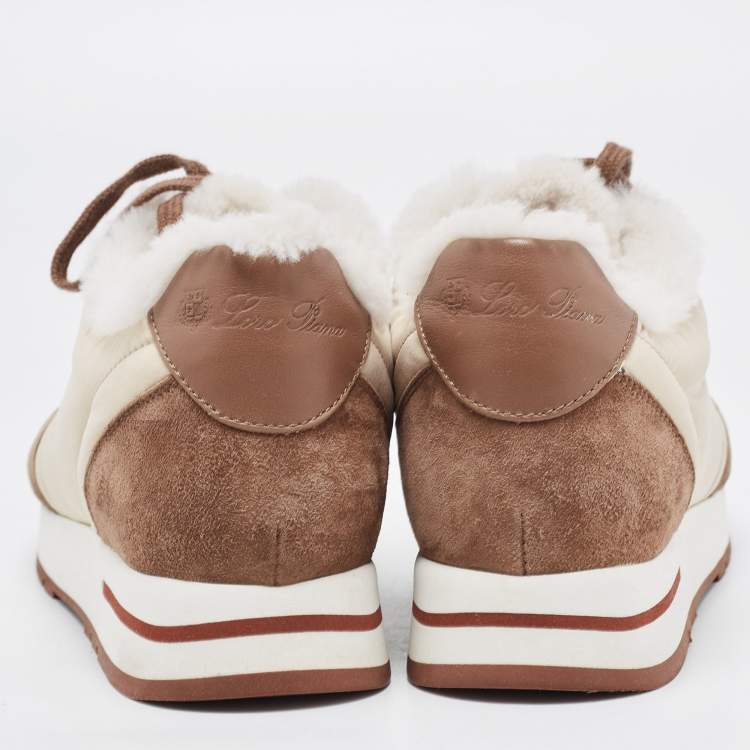 Pre Owned Loro Piana Brown/Beige Suede and Neoprene My Wind Sneakers Size 38