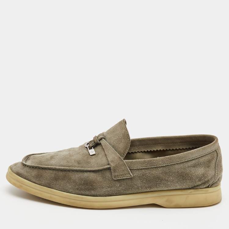 Pre Owned Loro Piana Grey Suede Summer Charms Walk  Loafers  Size 39.5