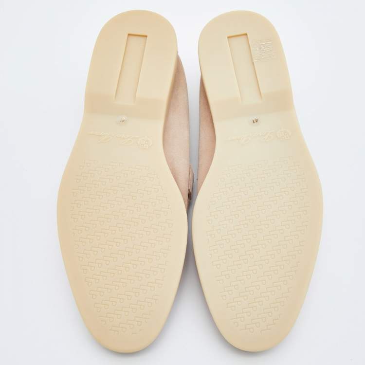 مملوكة مسبقًا Loro Piana Pink Suede Summer Charms Walk Slip On Loafers Size 41