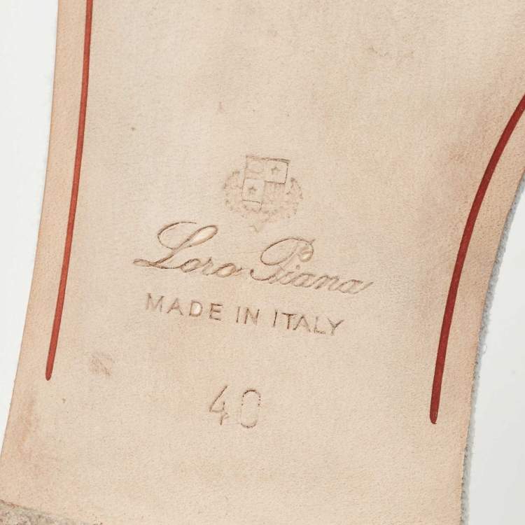 Pre Owned Loro Piana Blue Suede Summer Charm Flat Slides Size 40 