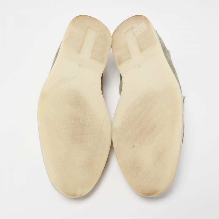 Pre Owned Loro Piana Light Green Suede Summer Charms Walk Loafers Size 38