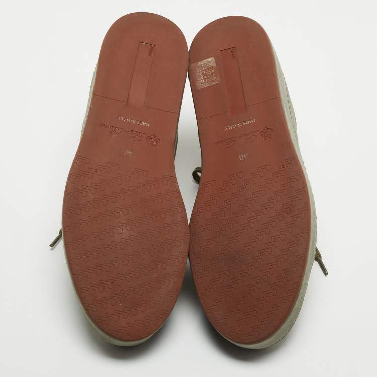 Pre Owned Loro Piana Green Suede Nuages Sneakers Size 40