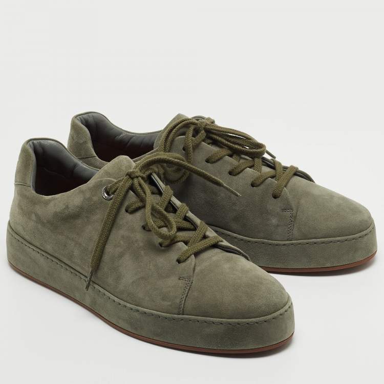 Pre Owned Loro Piana Green Suede Nuages Sneakers Size 40
