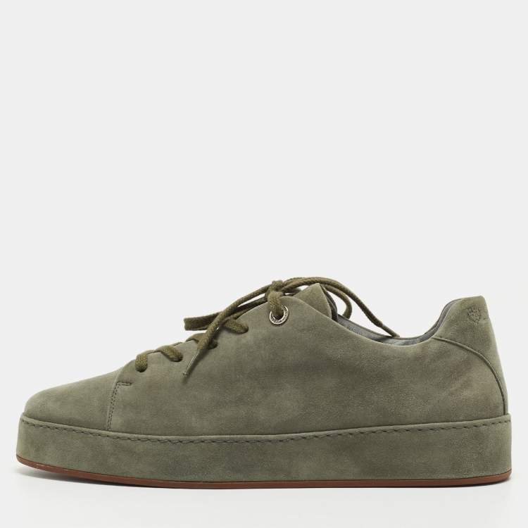 Pre Owned Loro Piana Green Suede Nuages Sneakers Size 40