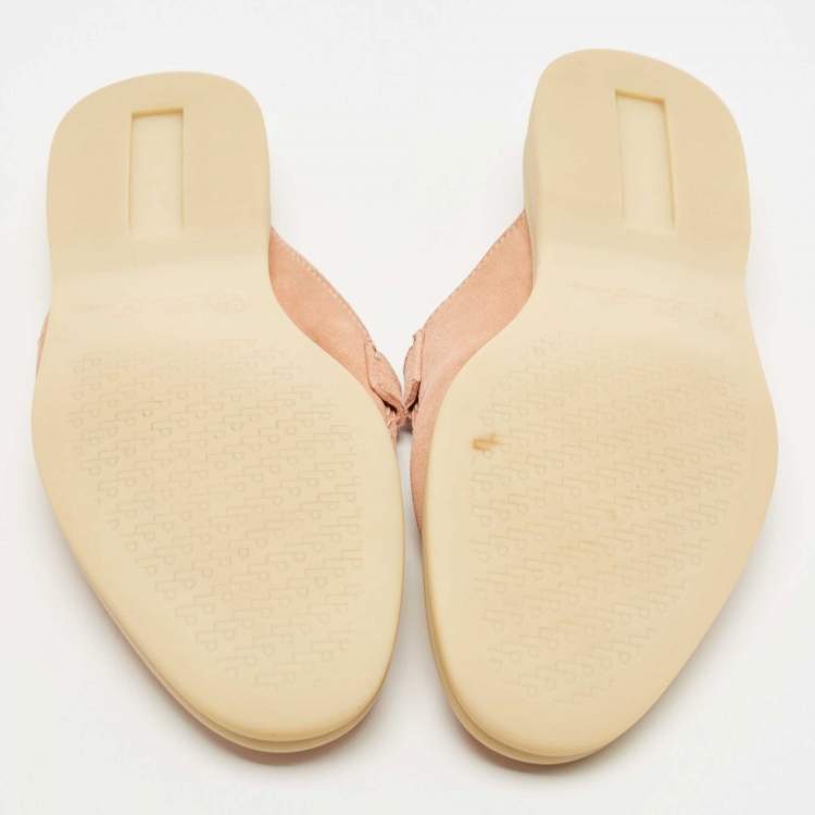 مملوكة مسبقًا Loro Piana Pink Suede Babouche Charms Walk Mules Size 38