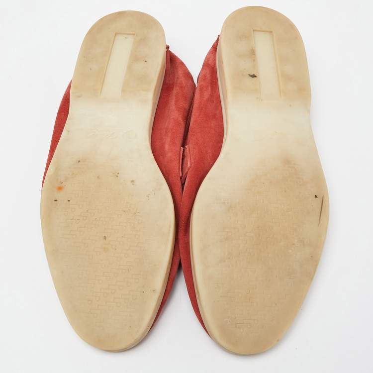 Pre Owned Loro Piana Orange Suede Summer Charms Walk Slip On Loafers Size 39