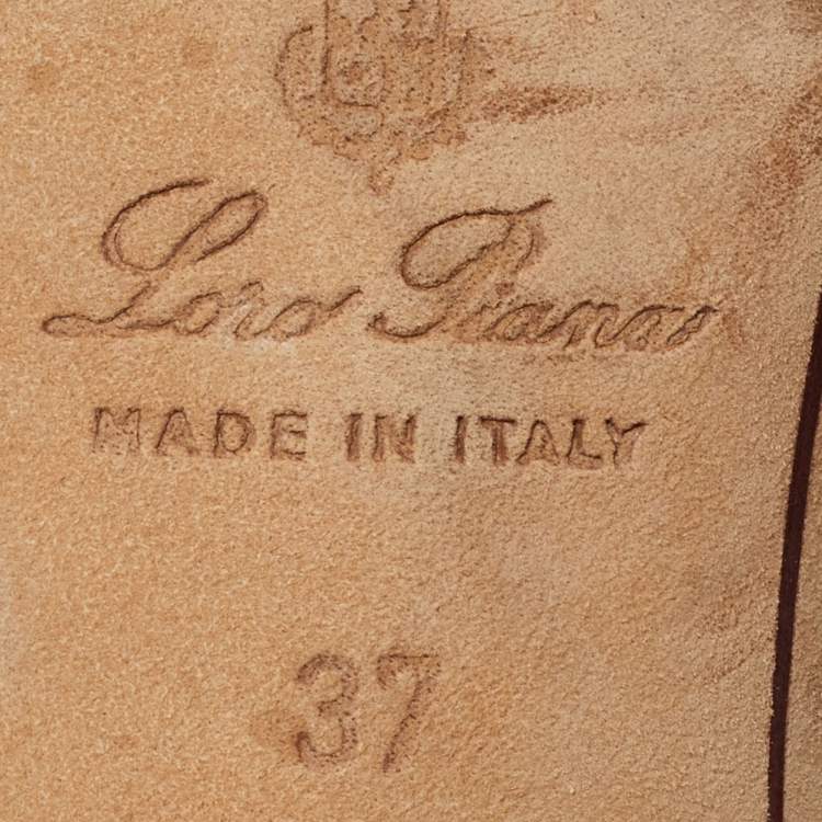 Pre Owned Loro Piana Beige Suede Summer Charms Slide Sandals Size 37