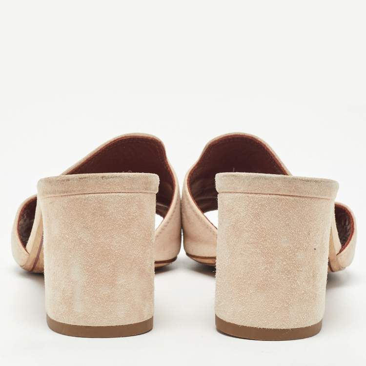 Pre Owned Loro Piana Beige Suede Summer Charms Slide Sandals Size 37