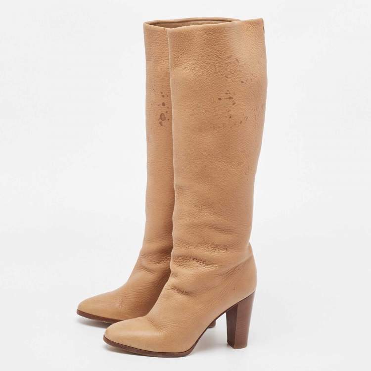 tan calf length boots