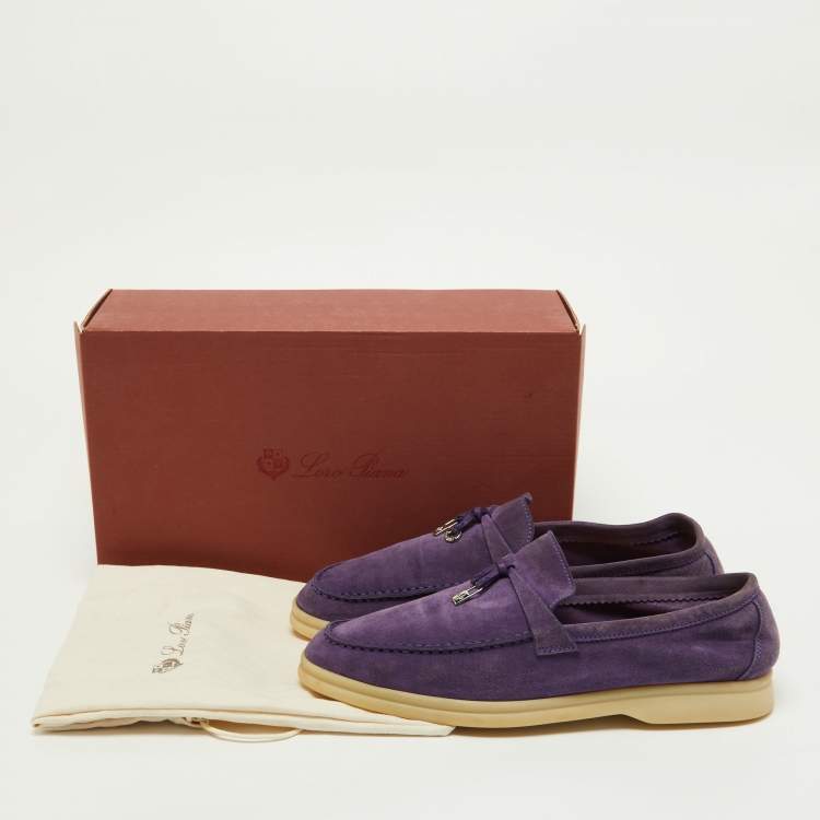 Pre Owned Loro Piana Purple Suede Summer Charms Walk Loafers Size 39