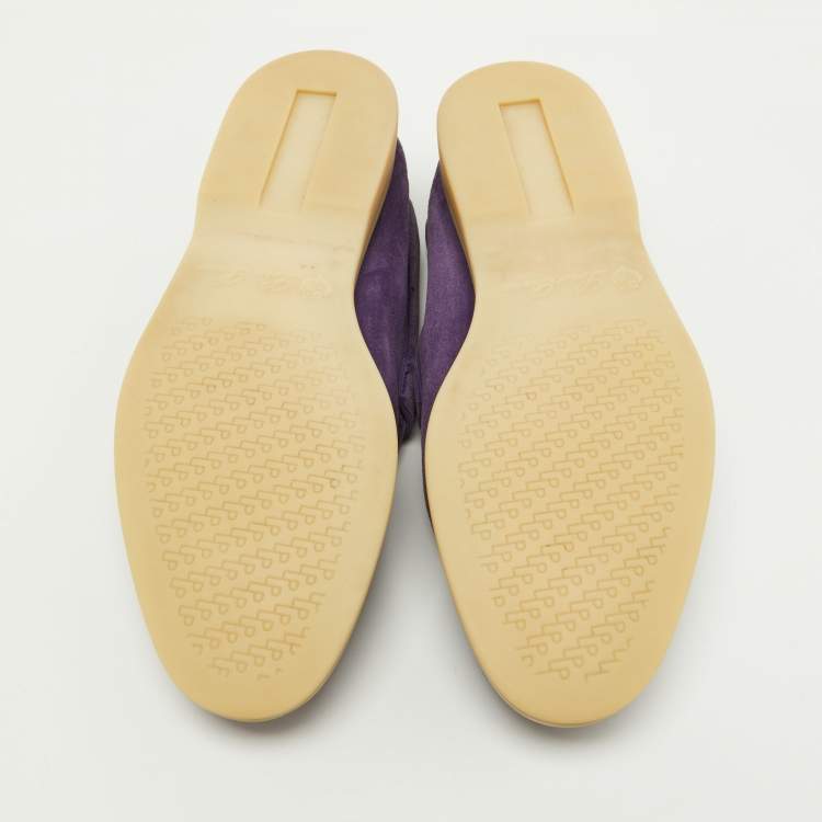 Pre Owned Loro Piana Purple Suede Summer Charms Walk Loafers Size 39