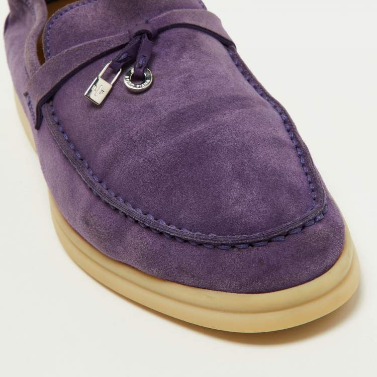 Pre Owned Loro Piana Purple Suede Summer Charms Walk Loafers Size 39