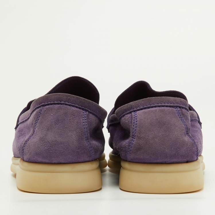 Pre Owned Loro Piana Purple Suede Summer Charms Walk Loafers Size 39