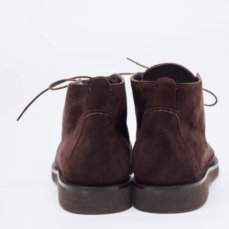Pre Owned Loro Piana Burgundy Suede Namib Walk Ankle Boots Size 37.5