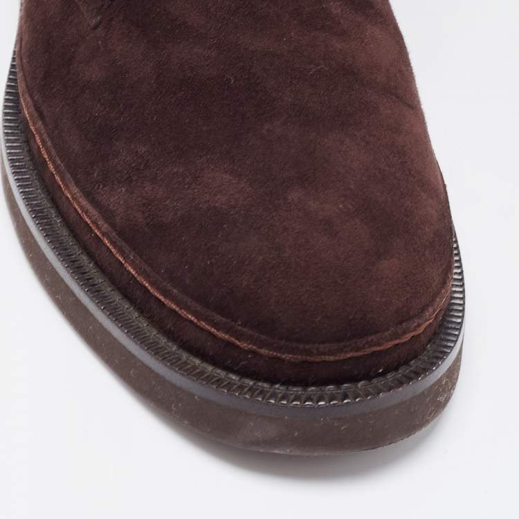 Pre Owned Loro Piana Burgundy Suede Namib Walk Ankle Boots Size 37.5