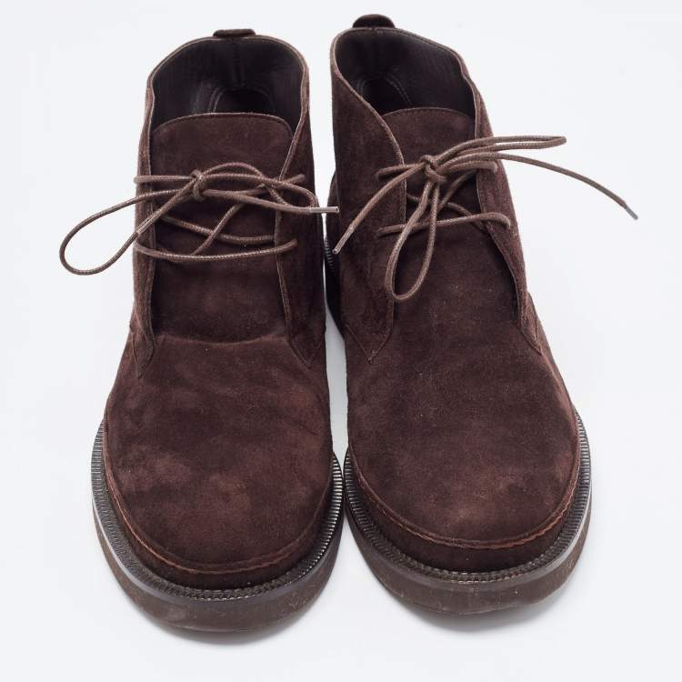 Pre Owned Loro Piana Burgundy Suede Namib Walk Ankle Boots Size 37.5