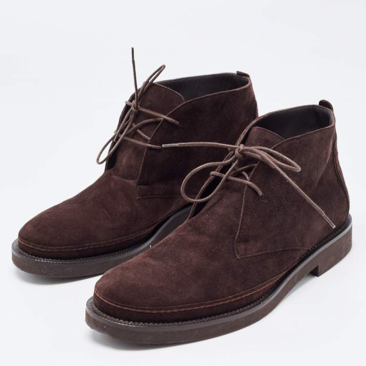 Pre Owned Loro Piana Burgundy Suede Namib Walk Ankle Boots Size 37.5