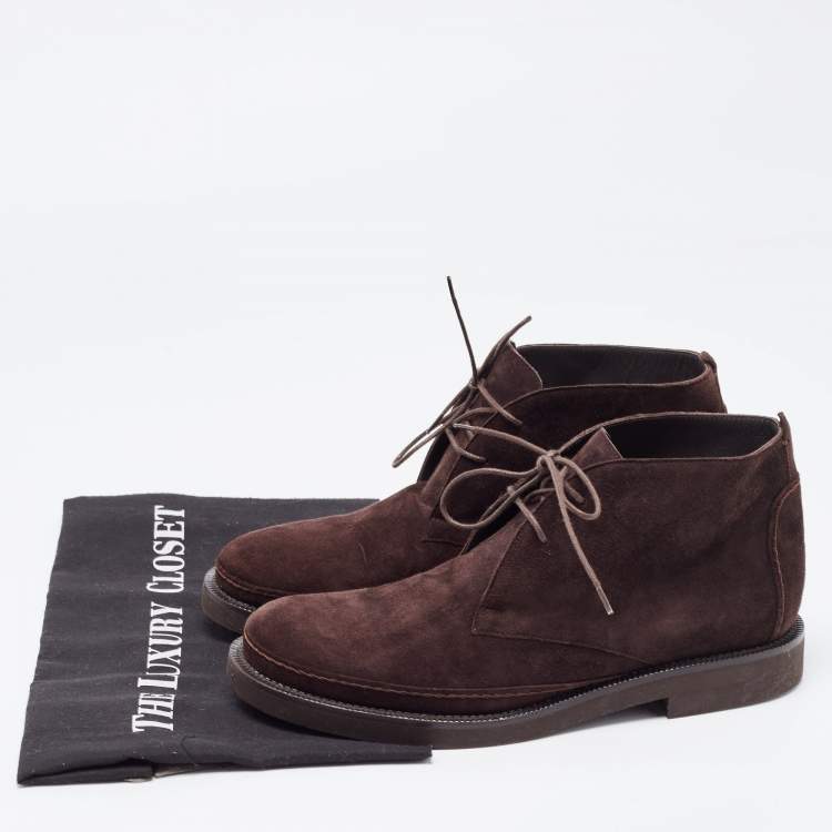 Pre Owned Loro Piana Burgundy Suede Namib Walk Ankle Boots Size 37.5