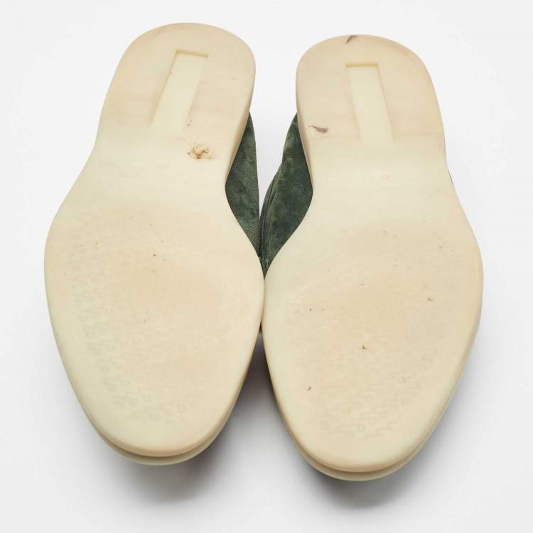 Pre Owned Loro Piana Green Suede Summer Charms Walk  Loafers Size 39