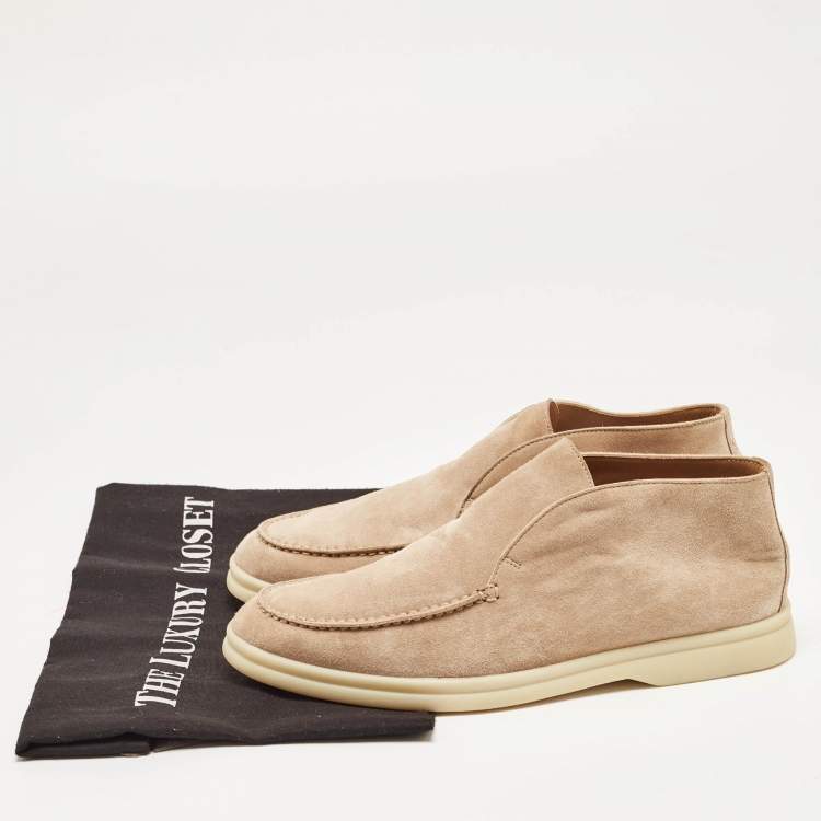 Pre Owned Loro Piana Beige Suede Open Walk Ankle Boots Size 36.5