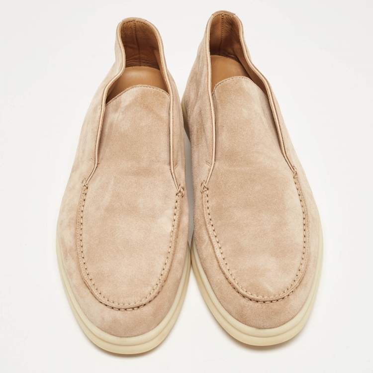 Pre Owned Loro Piana Beige Suede Open Walk Ankle Boots Size 36.5