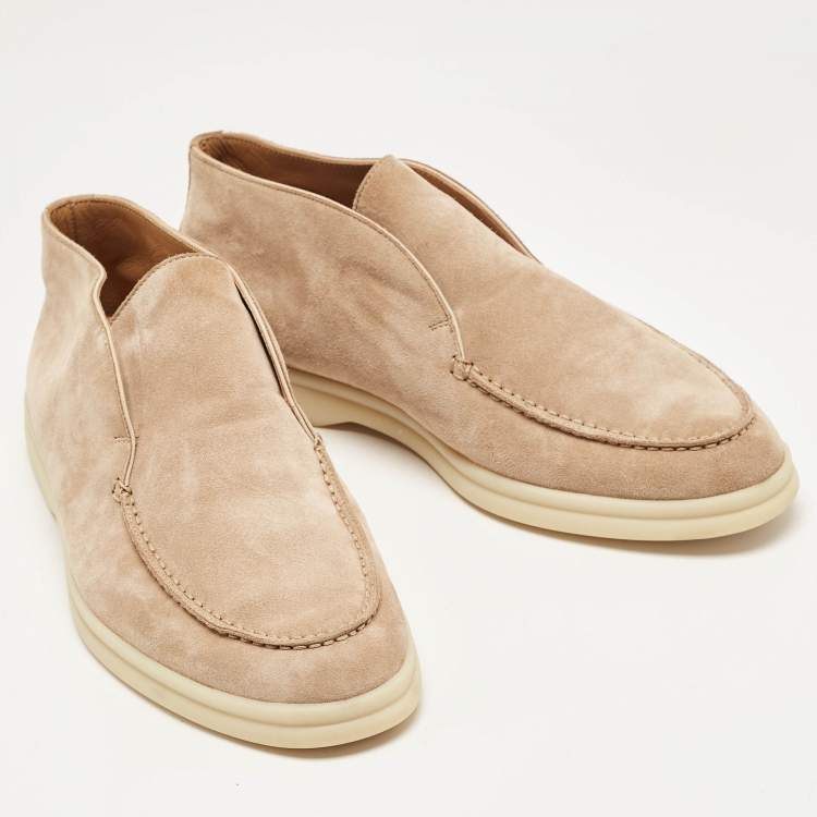 Pre Owned Loro Piana Beige Suede Open Walk Ankle Boots Size 36.5