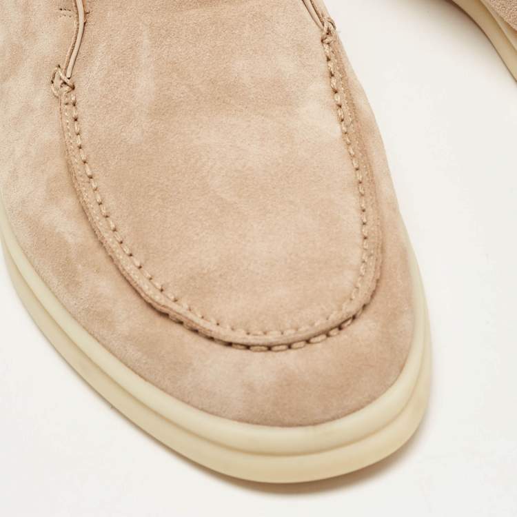 Pre Owned Loro Piana Beige Suede Open Walk Ankle Boots Size 36.5