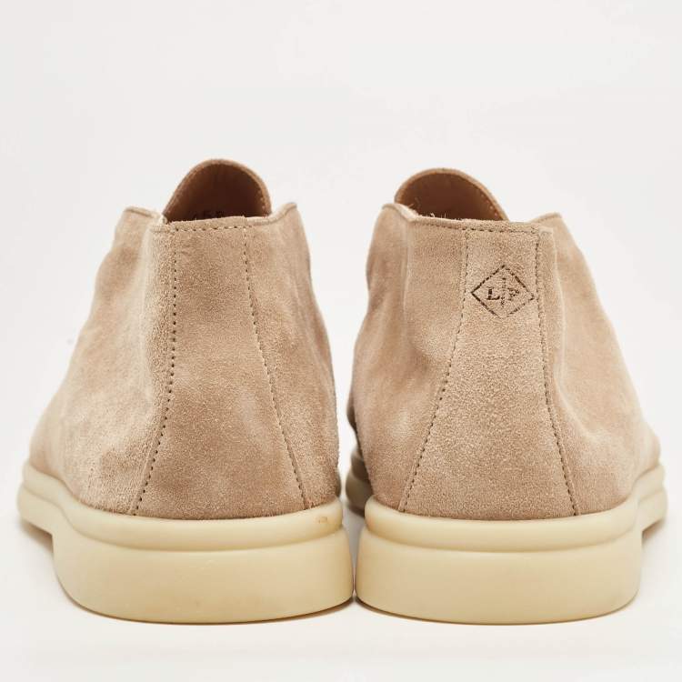 Pre Owned Loro Piana Beige Suede Open Walk Ankle Boots Size 36.5
