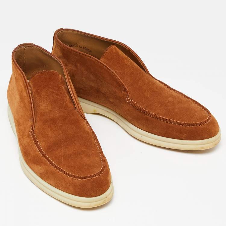 مملوكة مسبقًا Loro Piana Brown Suede Open Walk Ankle Boots Size 37