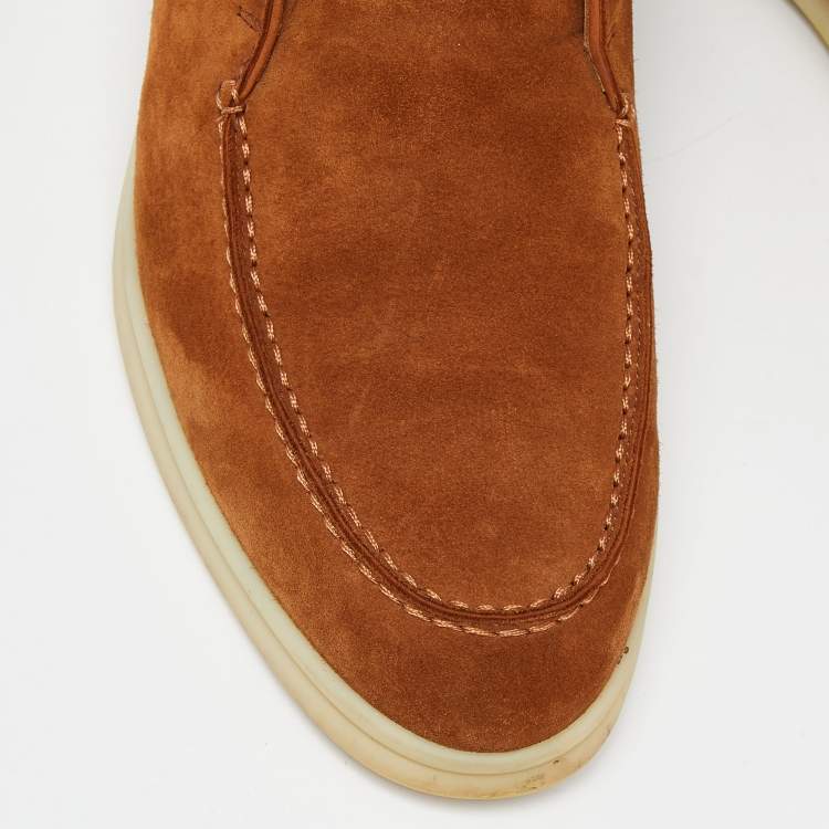 مملوكة مسبقًا Loro Piana Brown Suede Open Walk Ankle Boots Size 37