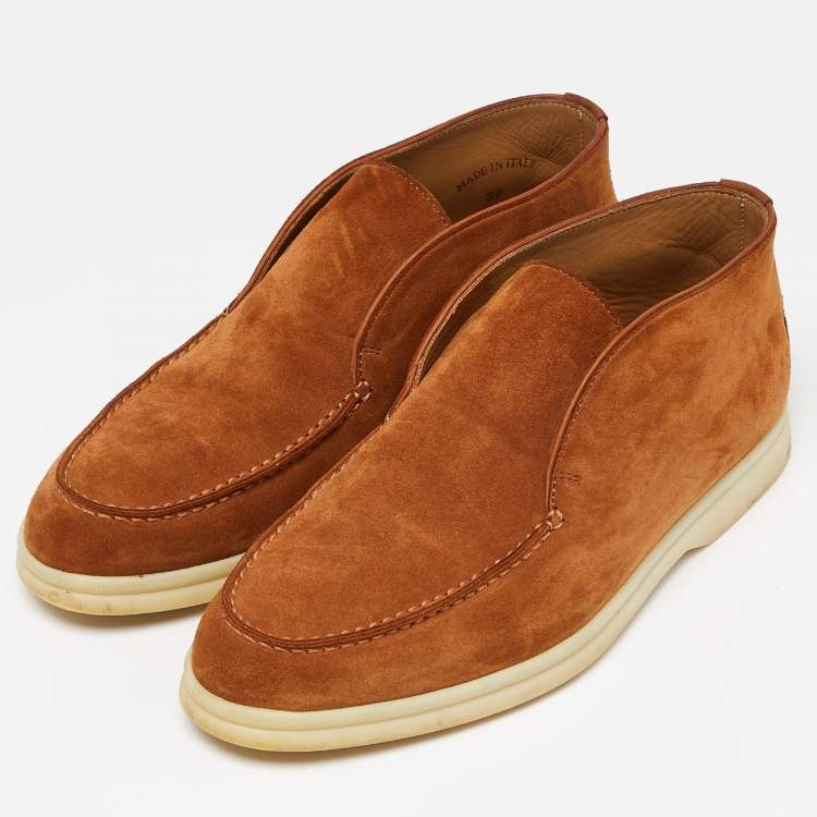 مملوكة مسبقًا Loro Piana Brown Suede Open Walk Ankle Boots Size 37