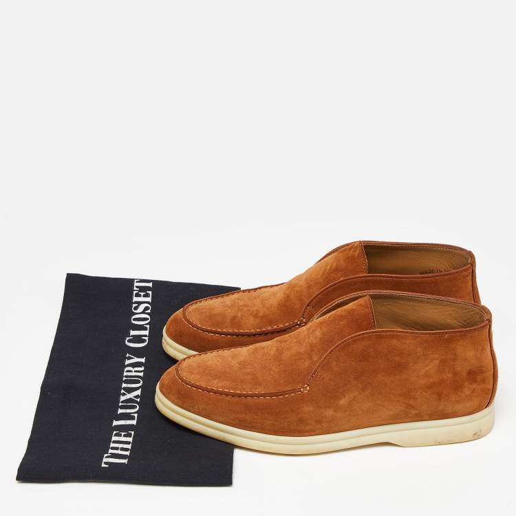 مملوكة مسبقًا Loro Piana Brown Suede Open Walk Ankle Boots Size 37